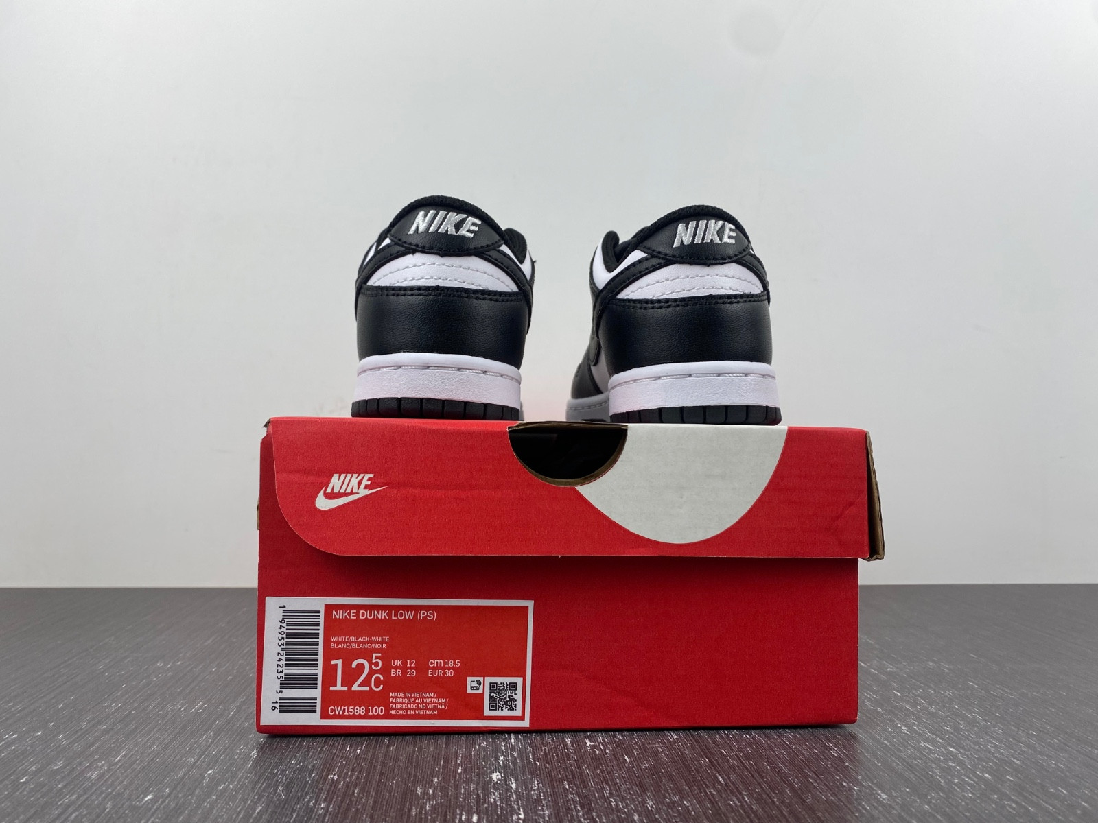 nike dunk low retro white black panda (2021) (ps) kids cw1588-100