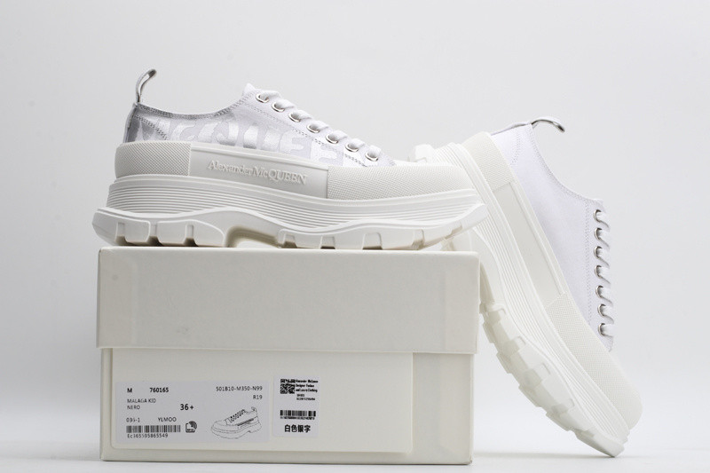 alex mcq tread slick lace up in white