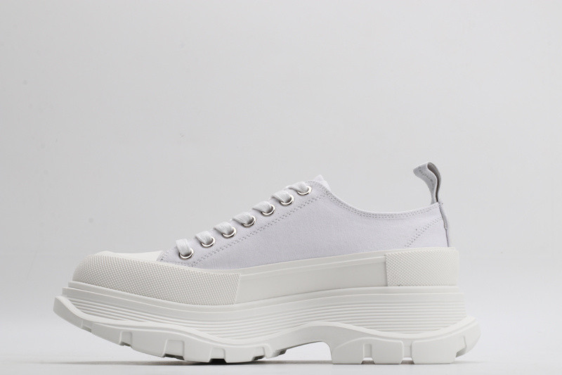 alex mcq tread slick lace up in white