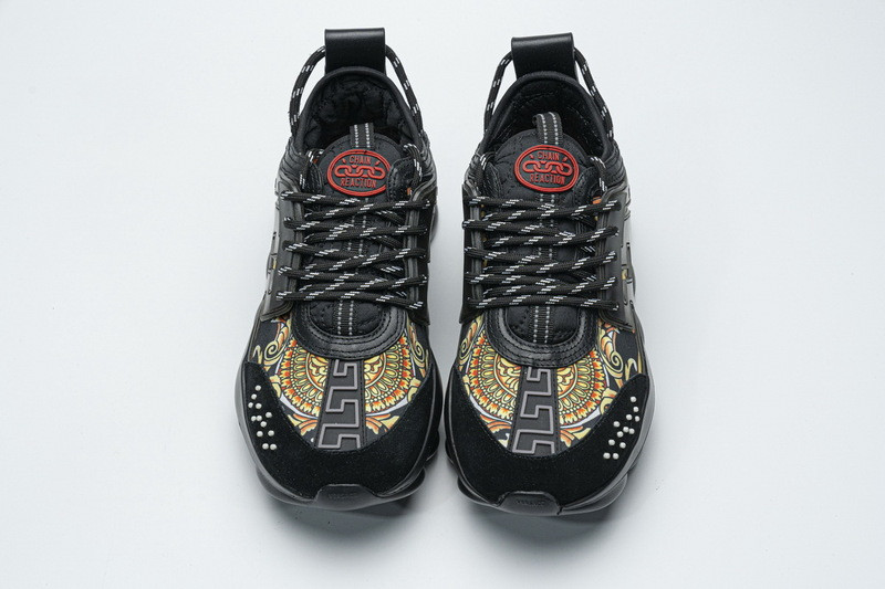 versace chain reaction triple black sneakers