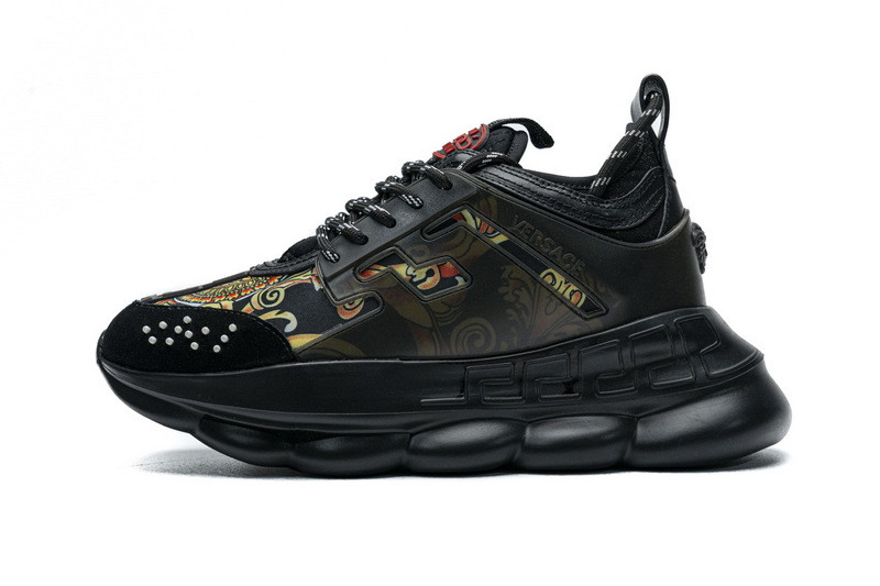 versace chain reaction triple black sneakers