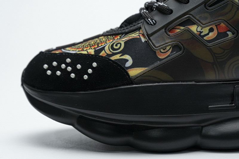 versace chain reaction triple black sneakers