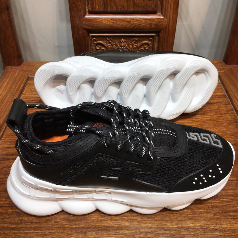 versace chain reaction triple black&white sneakers