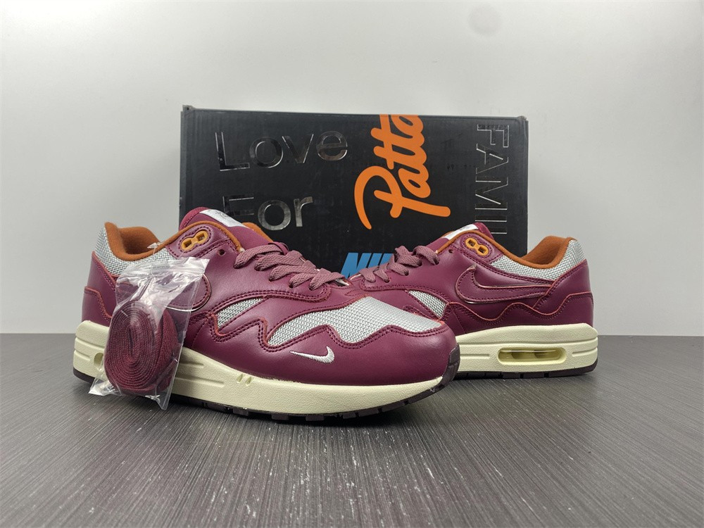 nike air max 1 patta waves rush maroon (with bracelet) do9549-001