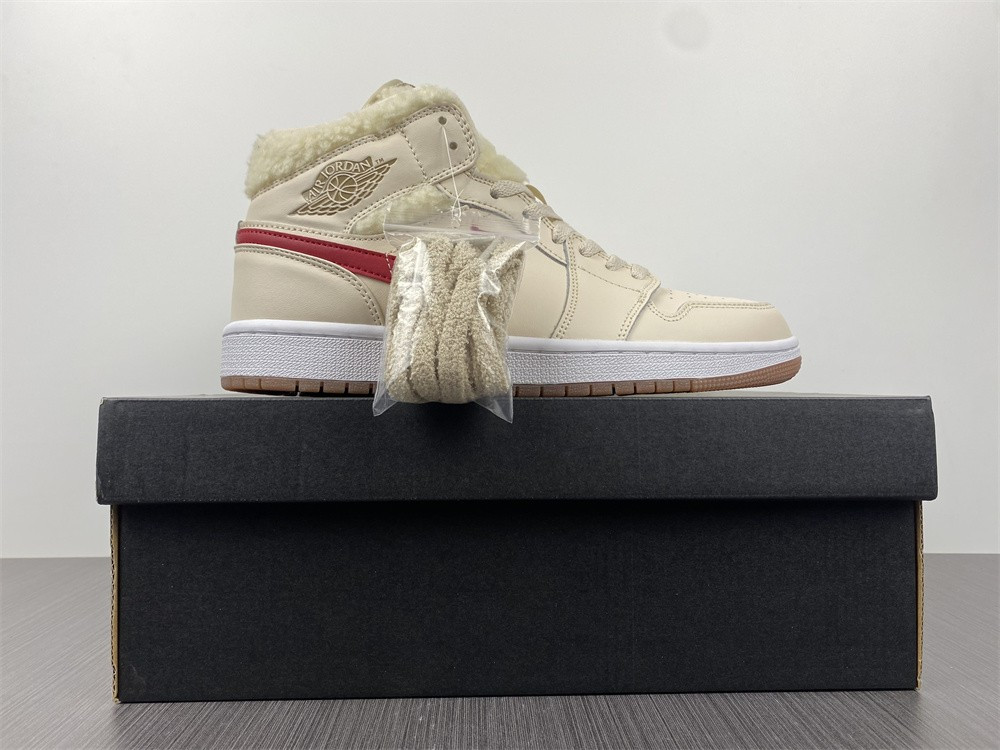 jordan 1 mid fleece pearl white (gs) - do2207-264