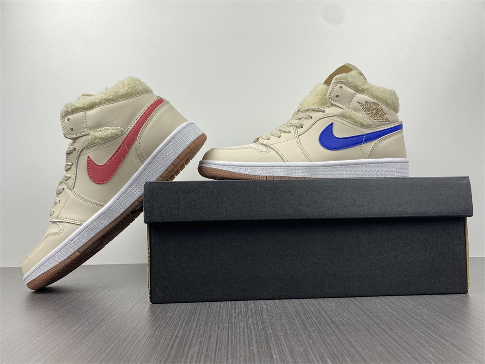 jordan 1 mid fleece pearl white (gs) - do2207-264
