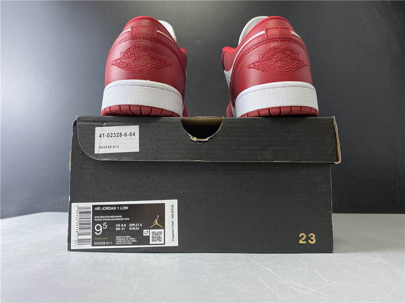 jordan 1 low gym red white - 553558-611