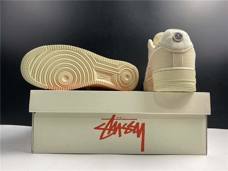 stussy x nike air force 1 low “fossil stone” cz9084-200