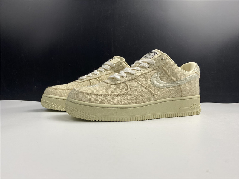 stussy x nike air force 1 low “fossil stone” cz9084-200