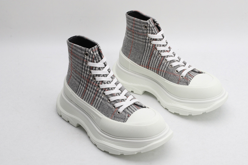 alex mcq tread slick boot in plaid