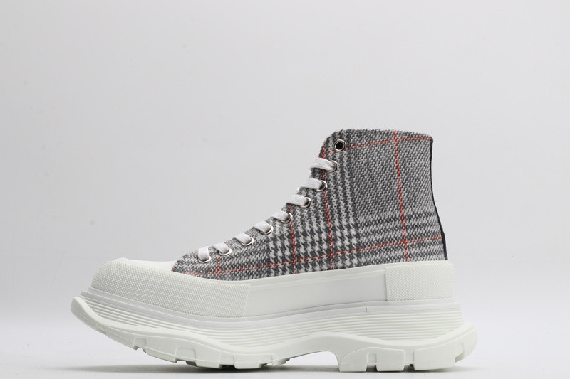 alex mcq tread slick boot in plaid