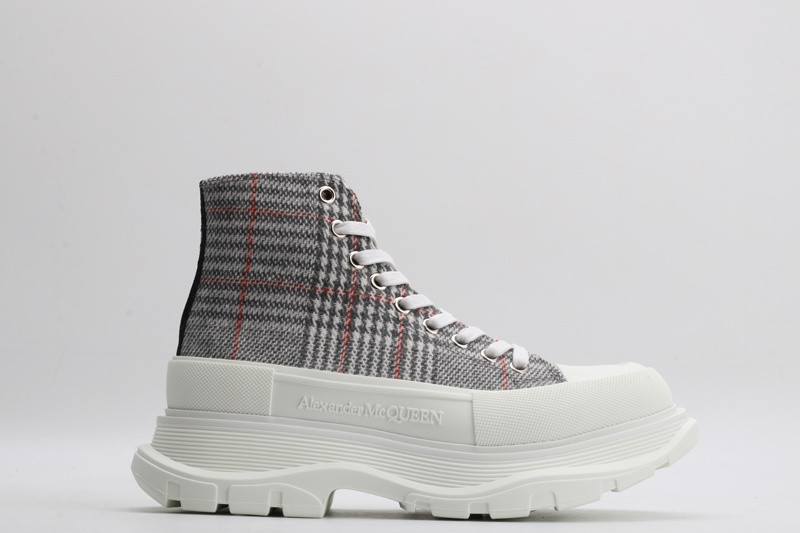 alex mcq tread slick boot in plaid