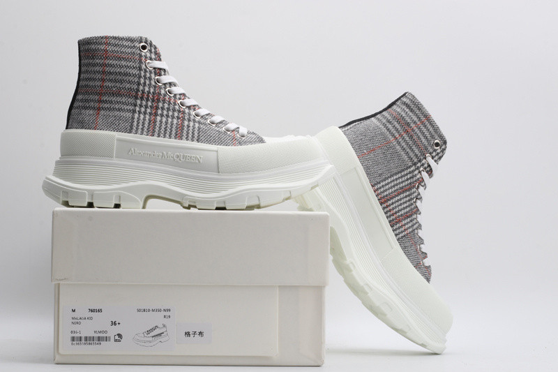 alex mcq tread slick boot in plaid