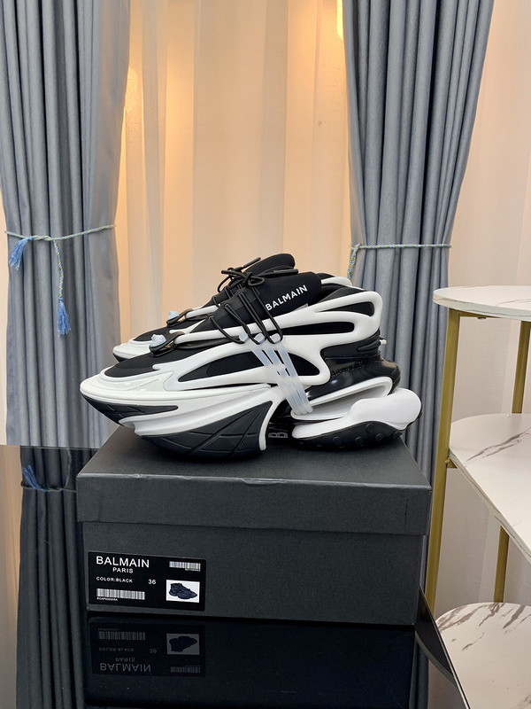 balmain neoprene and leather unicorn low-top sneakers