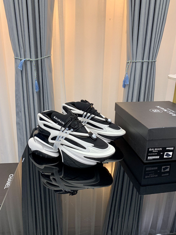 balmain neoprene and leather unicorn low-top sneakers