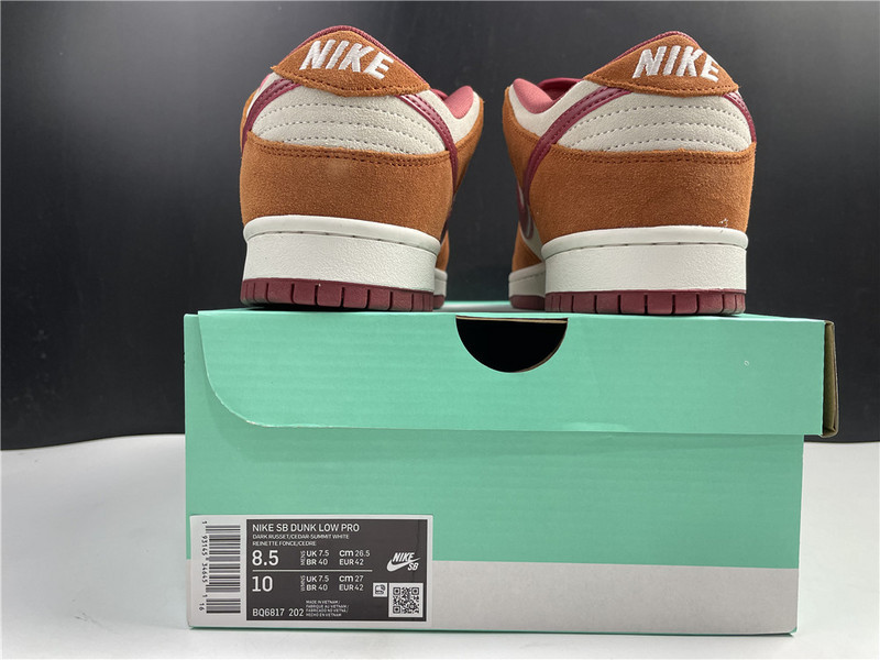 nike sb dunk low pro dark russet cedar - bq6817-202