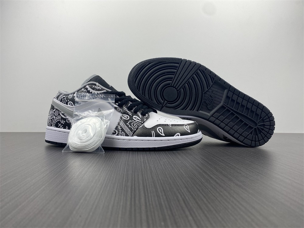 jordan 1 low black white grey - 553558-040