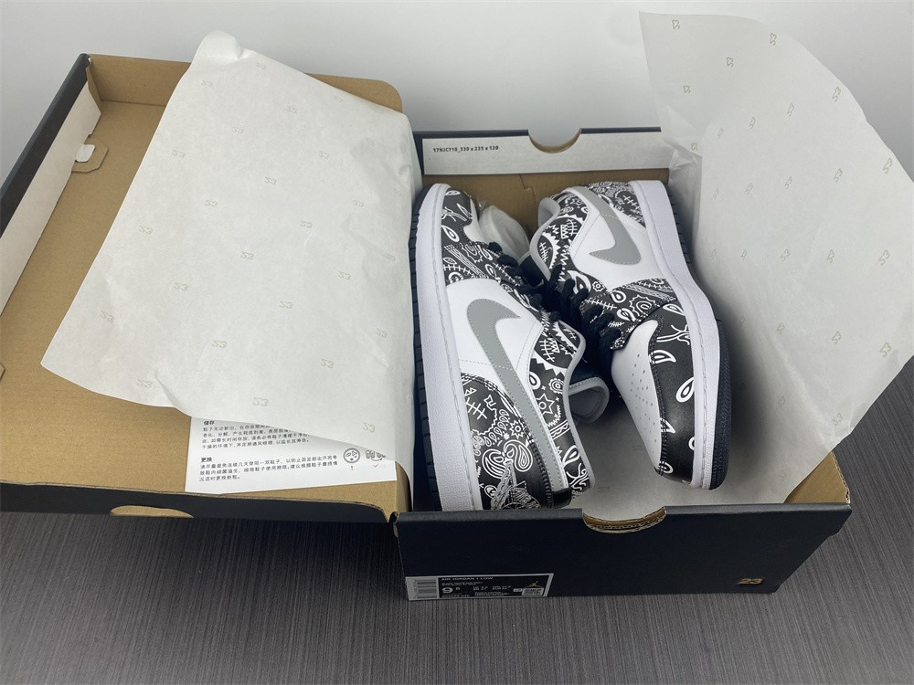 jordan 1 low black white grey - 553558-040