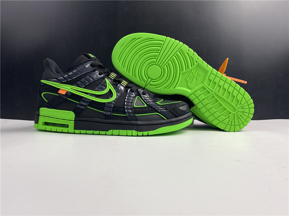 owt x nike air rubber dunk “green strike” cu6015-001
