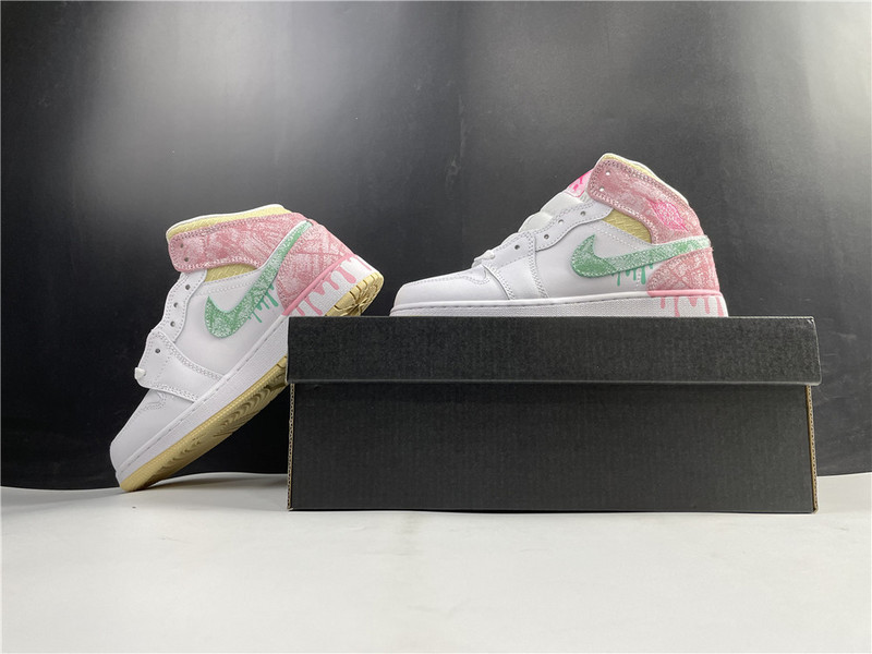 jordan 1 mid paint drip (gs) - dd1666-100