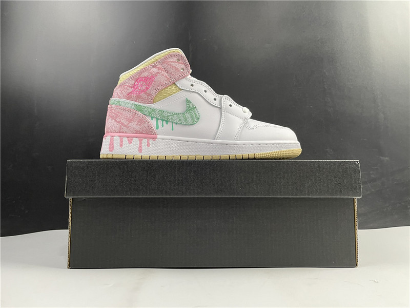 jordan 1 mid paint drip (gs) - dd1666-100