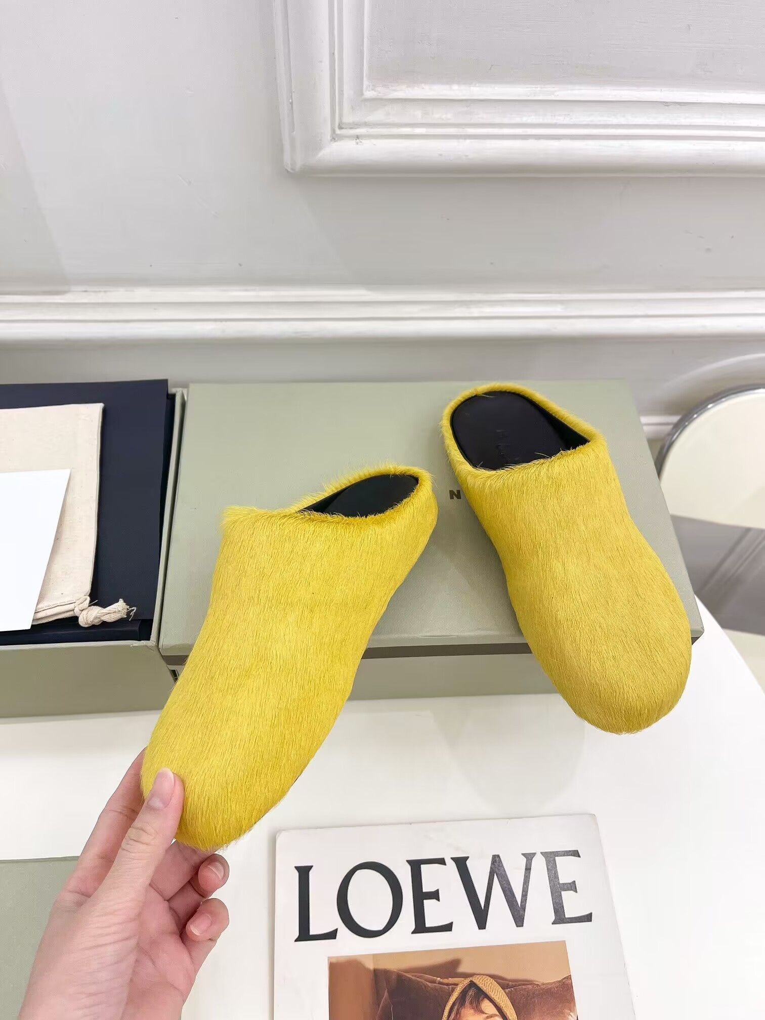 Ma*n1 yellow fussbett sabot loafers