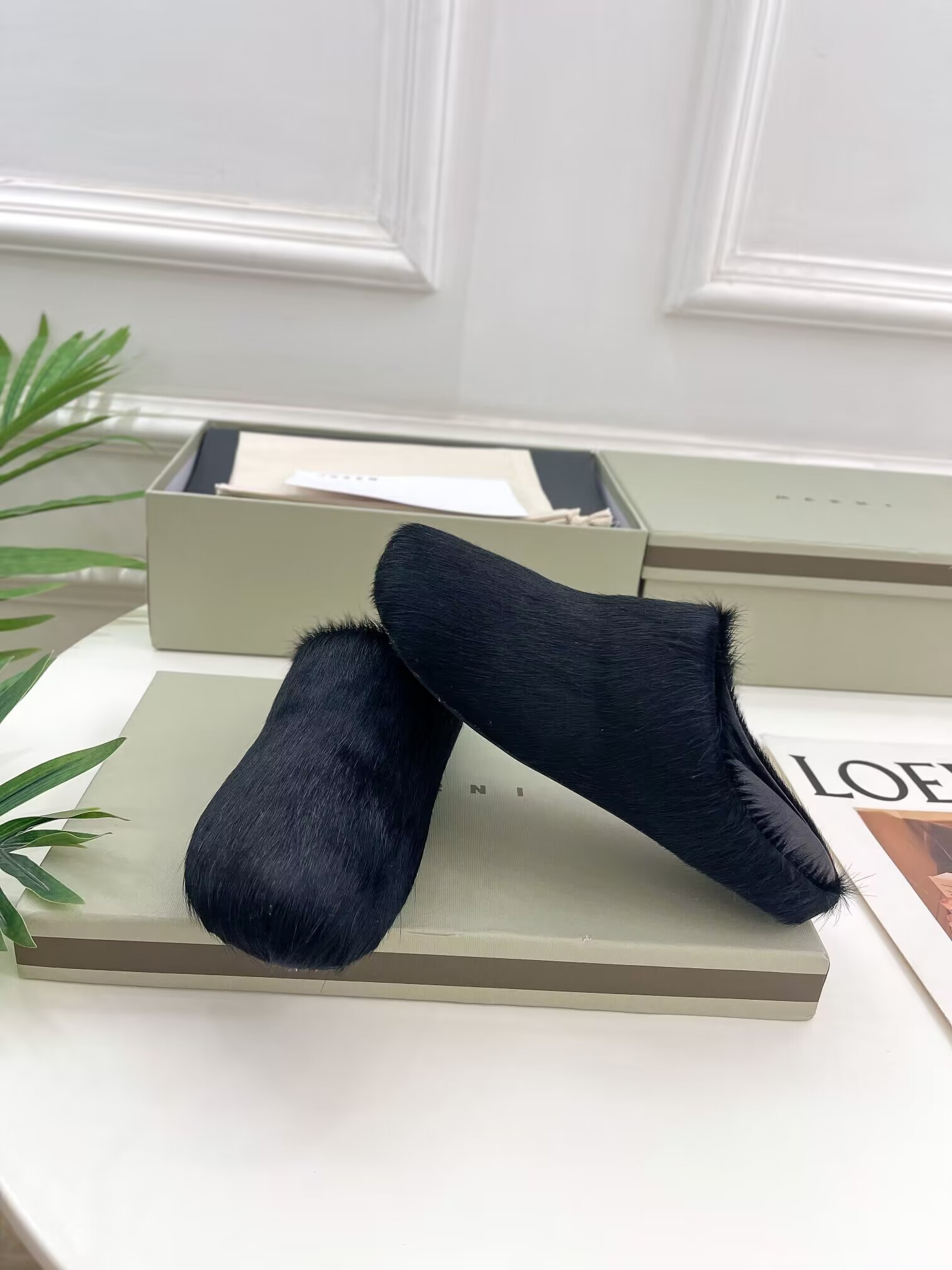 Ma*n1 black fussbett sabot loafers