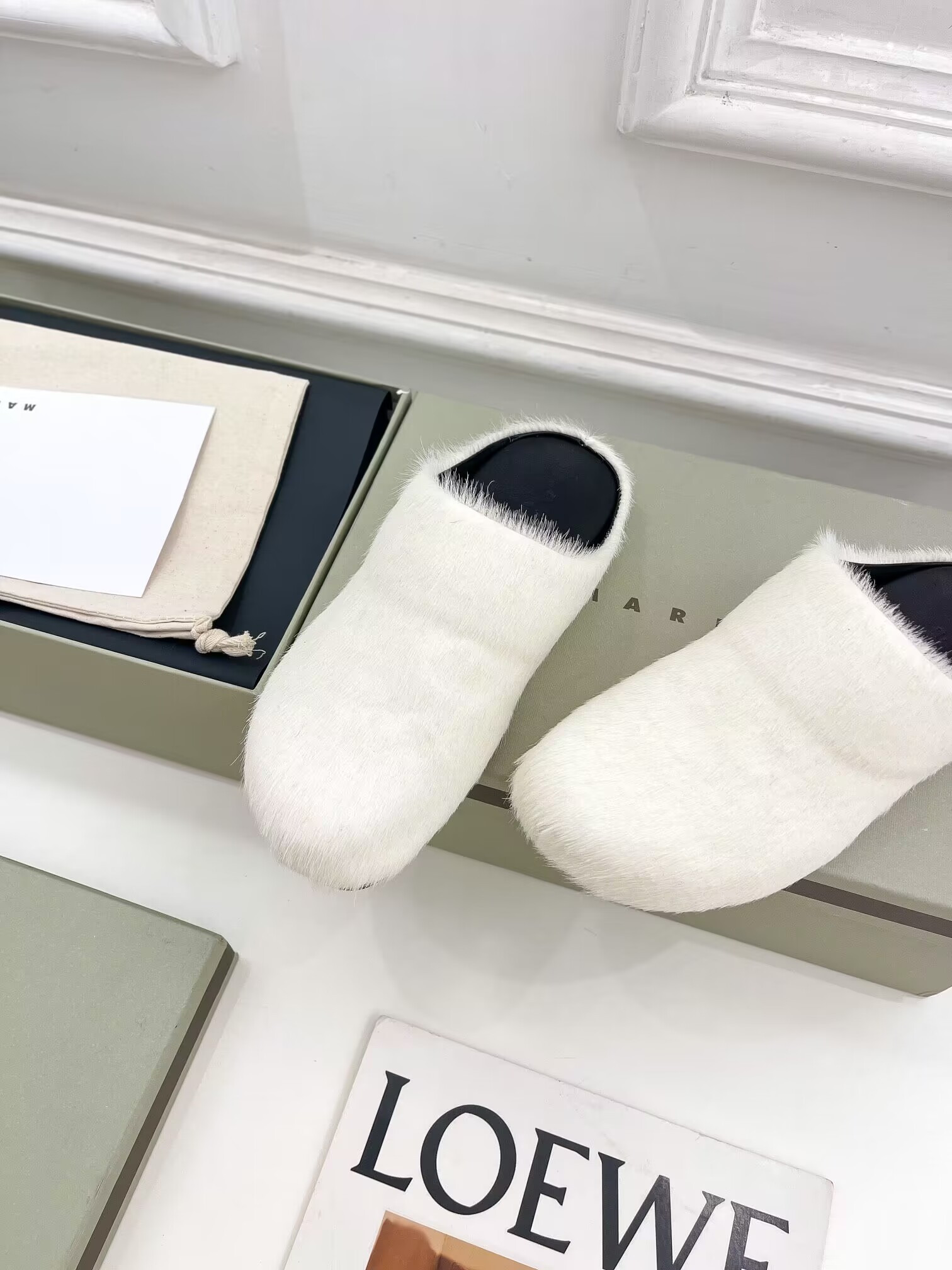 Ma*n1 white fussbett sabot loafers