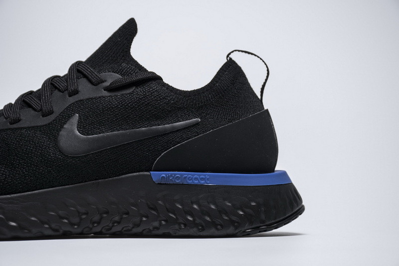 nike epic react flyknit black racer blue aq0067-004