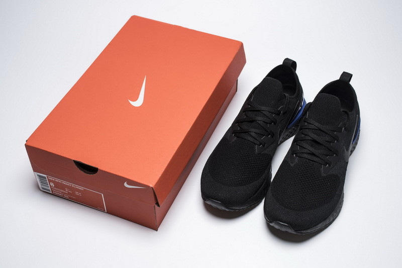 nike epic react flyknit black racer blue aq0067-004