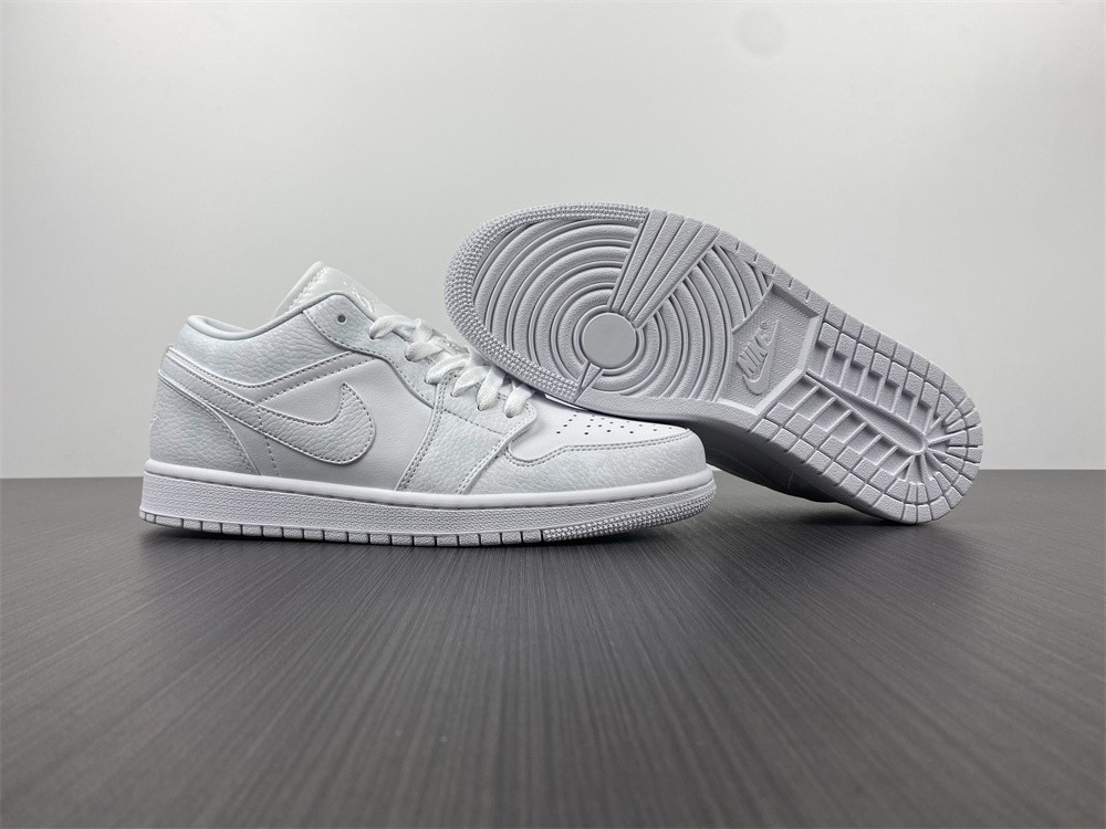 jordan 1 low triple white tumbled leather - 553558-130