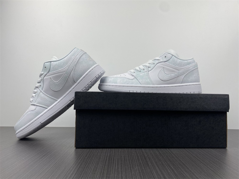 jordan 1 low triple white tumbled leather - 553558-130