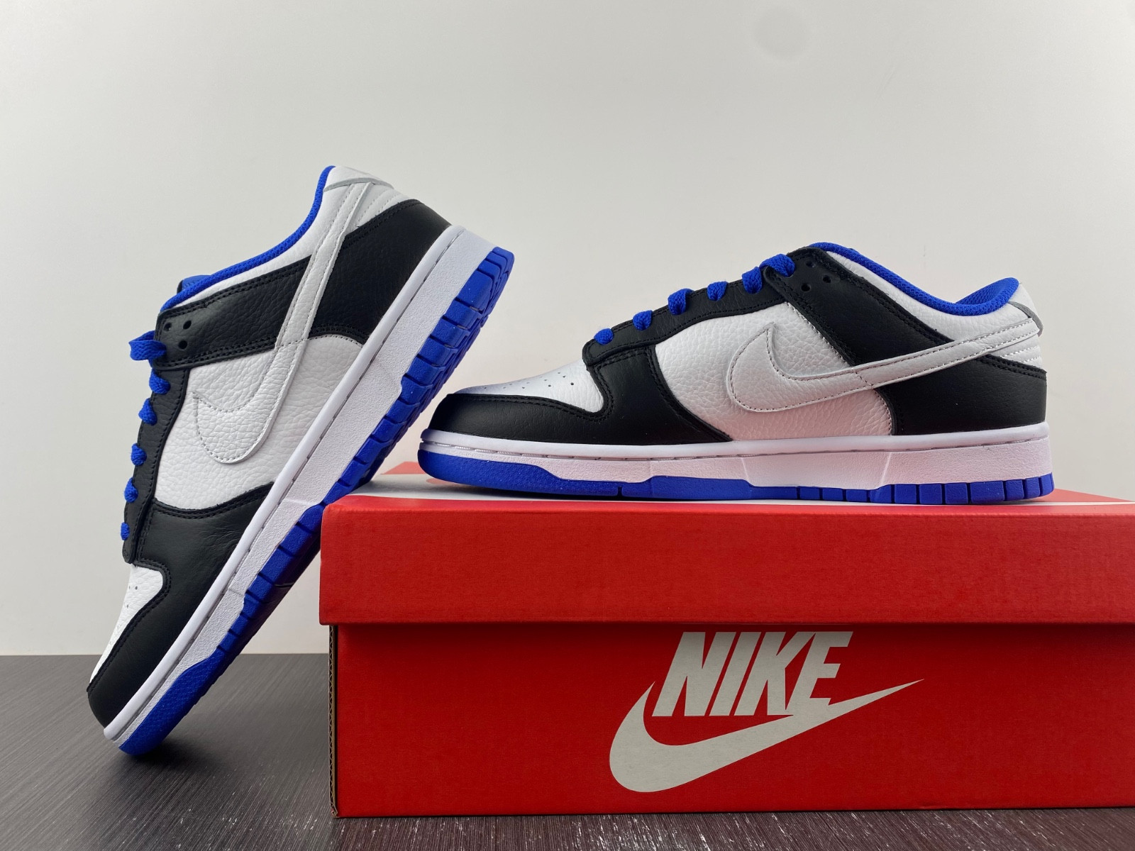 nike dunk low white black royal - fd9064-110