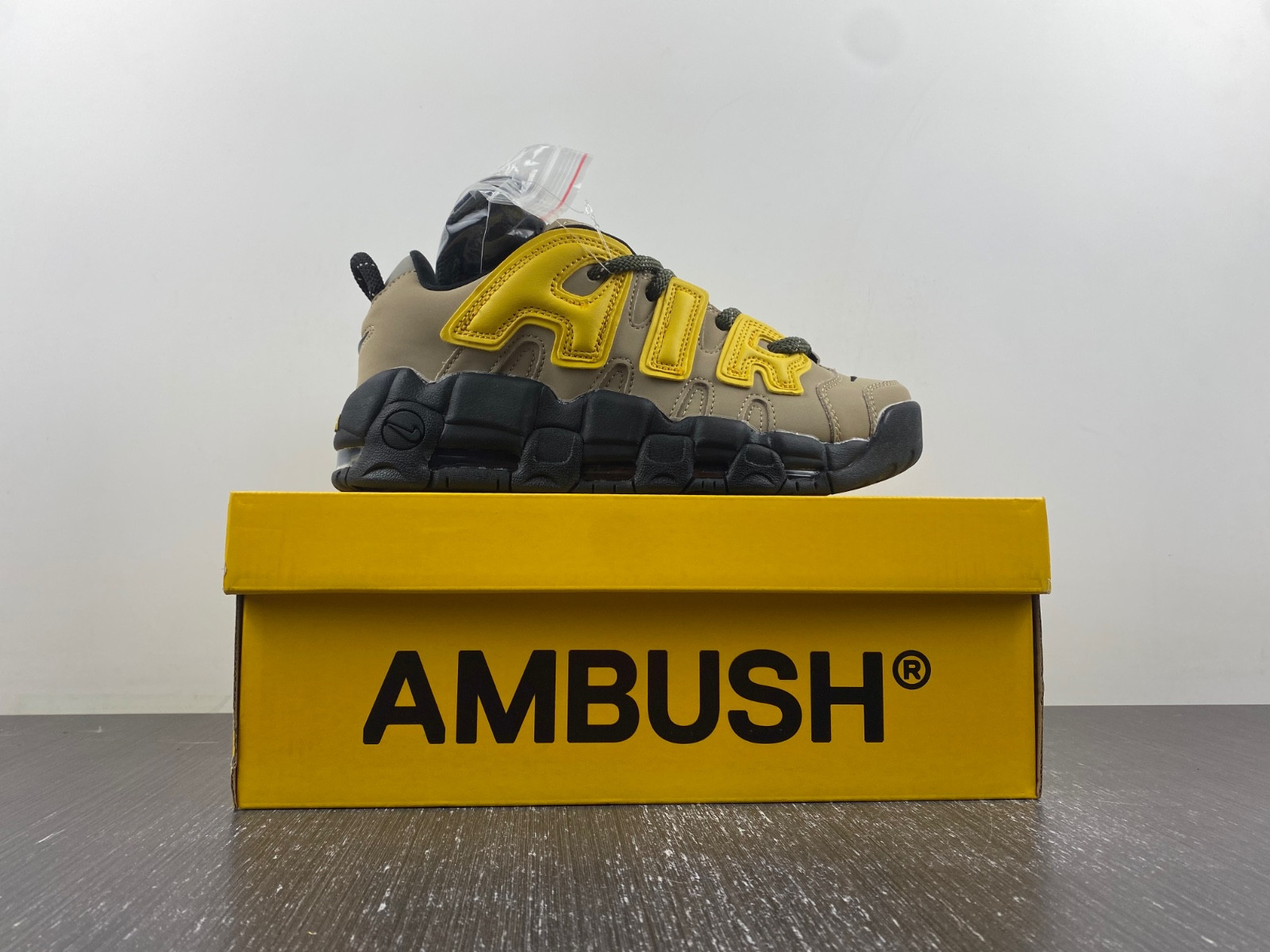 ambush x nike air more uptempo low “limestone” fb1299-200