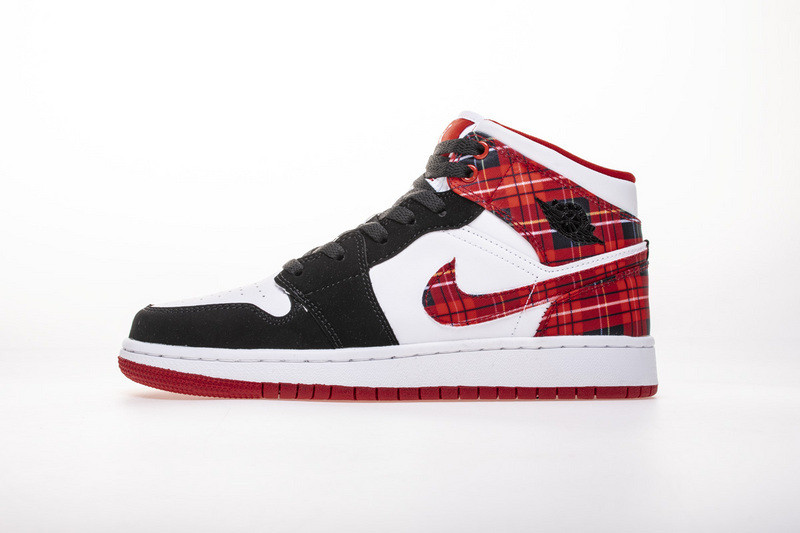 jordan 1 mid white plaid (gs) 554725-607