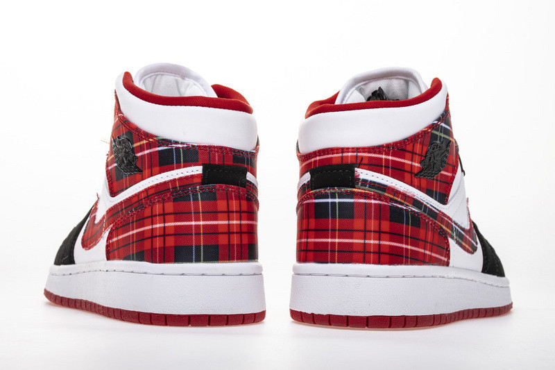jordan 1 mid white plaid (gs) 554725-607