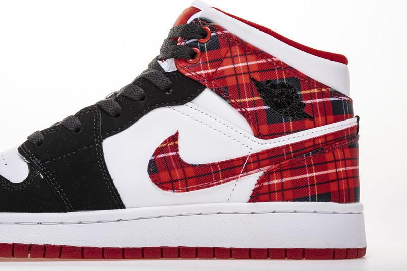 jordan 1 mid white plaid (gs) 554725-607