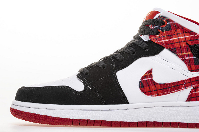 jordan 1 mid white plaid (gs) 554725-607