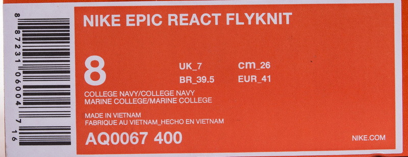 nike epic react flyknit college navy aq0067-400