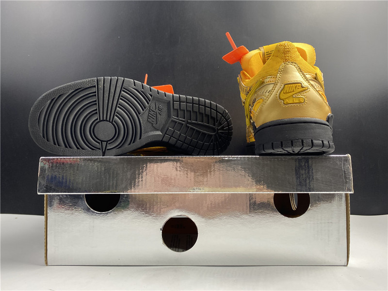 owt x nike air rubber dunk “university gold cu6015-700