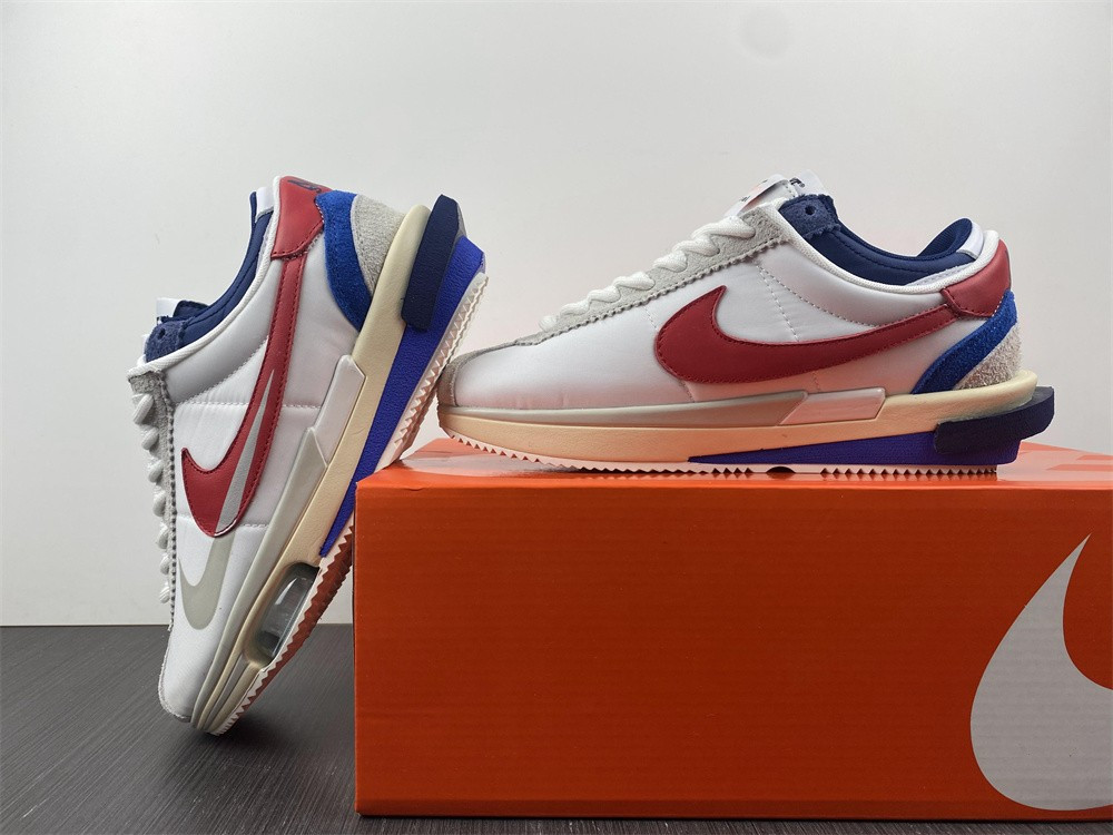 nike zoom cortez sp sacai white university red blue dq0581-100