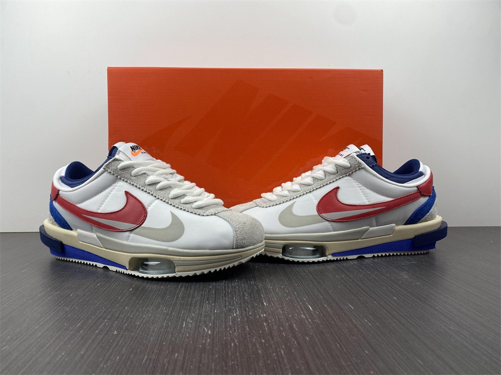 nike zoom cortez sp sacai white university red blue dq0581-100
