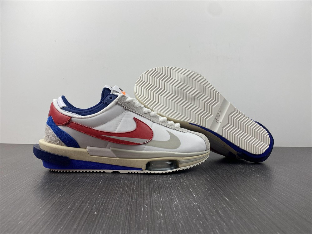 nike zoom cortez sp sacai white university red blue dq0581-100