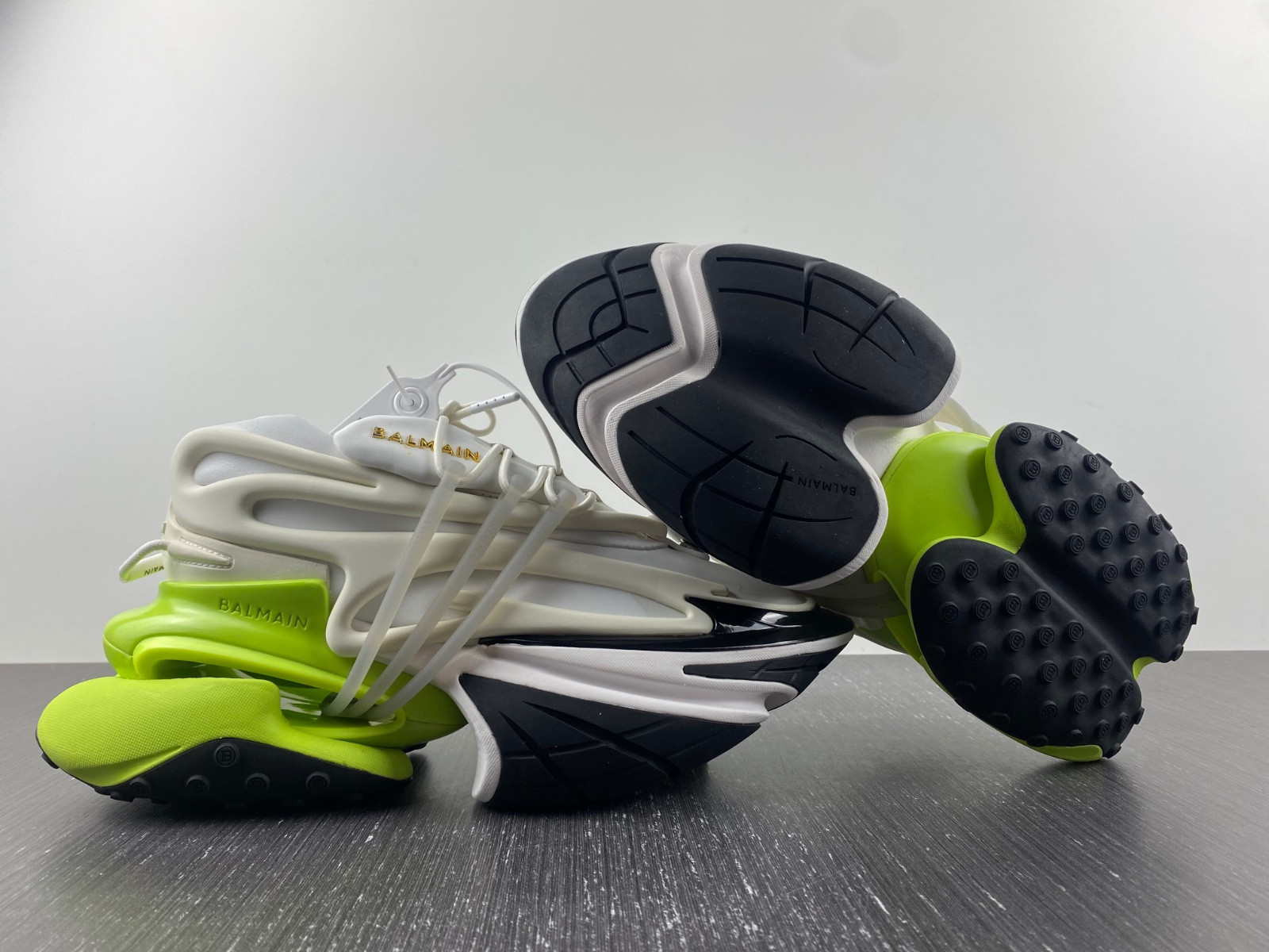 balmain neoprene and leather unicorn low-top sneakers am1vj309