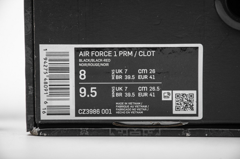 fragment clot nike air force 1 black cz3986-001