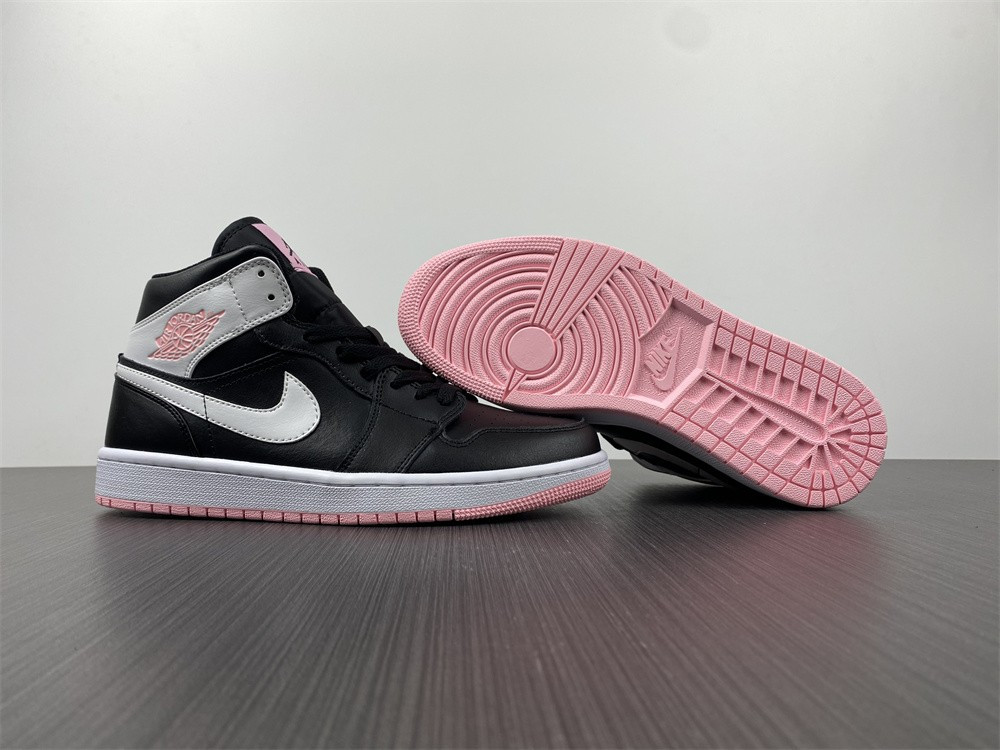 jordan 1 mid arctic pink black (gs) - 555112-061