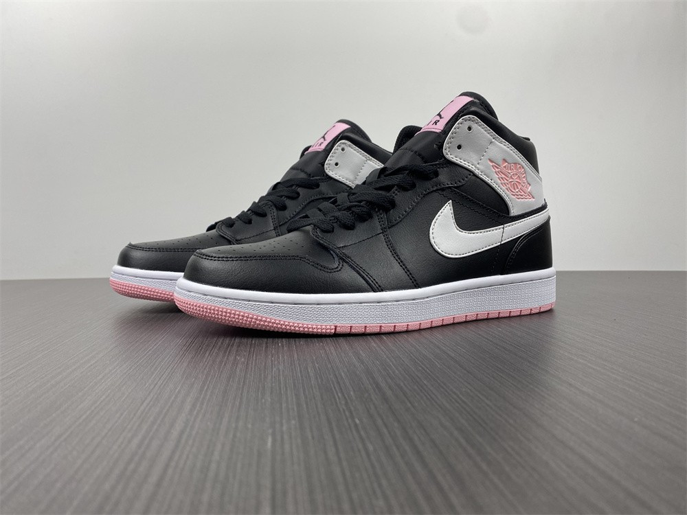 jordan 1 mid arctic pink black (gs) - 555112-061