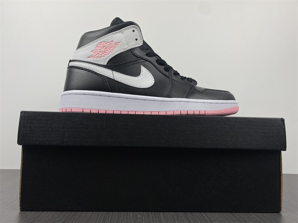 jordan 1 mid arctic pink black (gs) - 555112-061