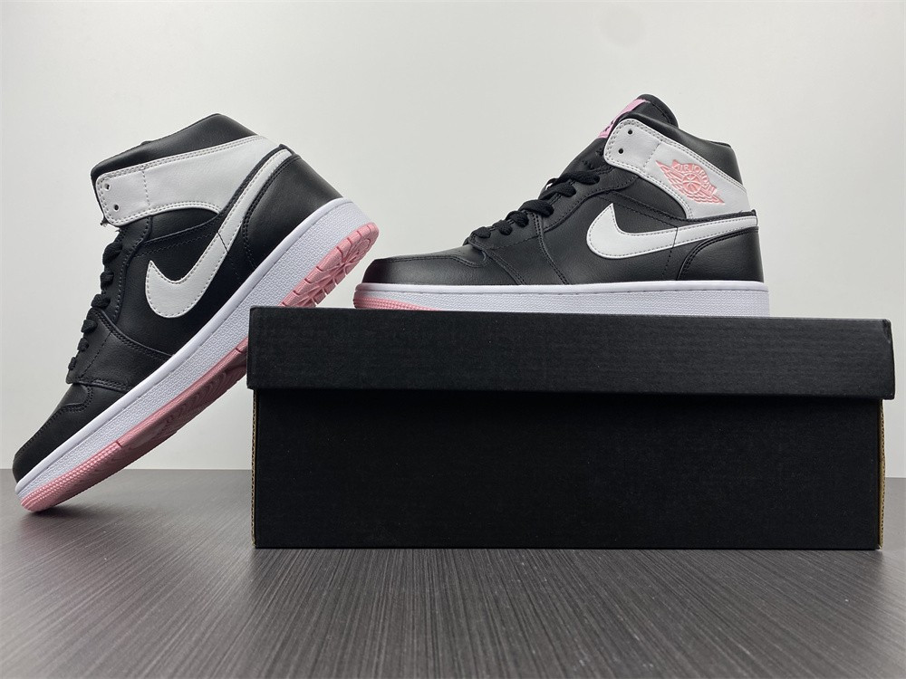 jordan 1 mid arctic pink black (gs) - 555112-061