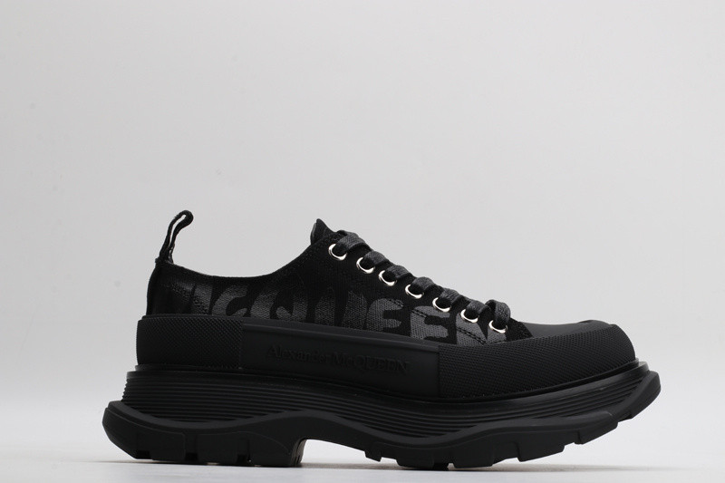 alex mcq tread slick lace up in black